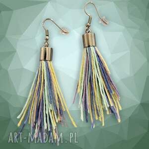 KOLCZYKI Z LNU MIOTEŁKI kolorowe, lniane