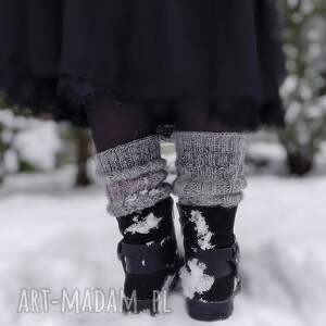 getry, ocieplacze na nogi, mankiety do kozaków - szare prezent mikołajki