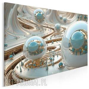 Obraz do salonu - futurystyczna abstrakcja sf kule - 70x50 cm (107401) abstrakcyjne, motyw science fiction