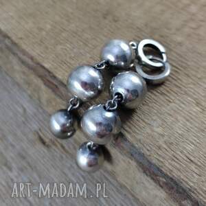 kolczyki - trzy kule srebro oksydowane 925