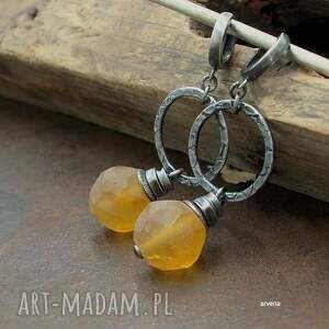 na kołach bursztyn, wiszące kolczyki