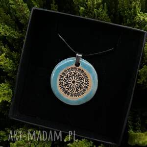 Ceramiczny naszyjnik Etno Słońce - mandala handmade