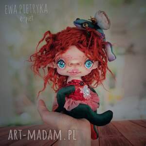 żaba e - piet artystyczna lalka kolekcjonerska ręcznie szyta i malowana, szkrab