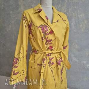 ręcznie zrobione płaszcze letni żółty damski płaszcz