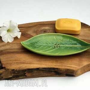 handmade ceramika mydelniczka ceramiczna liść