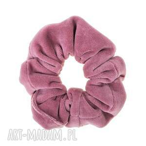 scrunchie welurowa PUDROWY RÓŻ, gumka do włosów