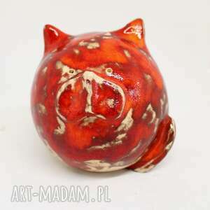 kot ceramiczny kula piękny prezent ozdoba wnętrza handmade, okazja rękodzieło