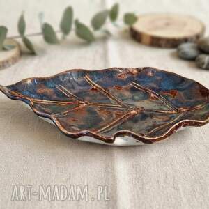 Unique-Ceramics - Talerz (patera) w kształcie liścia (ceramika podstawka, prezent, rzemiosło