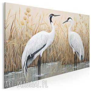 obraz na płótnie - żurawie czaple tatarak stylowy elegancki 70x50 cm 120601