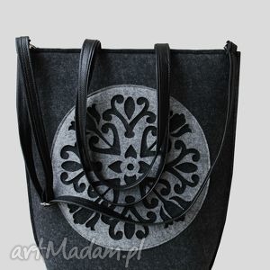 na ramię folk2 shopper, filcowa, filc, rozeta