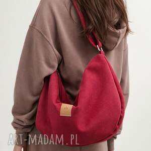 Zamszowa Czerwona, worek, torba hobo