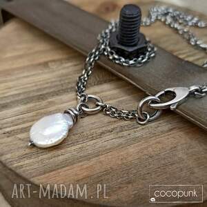 krótki nowoczesny naszyjnik - srebro i perła keshi cocopunk - krótki naszyjnik