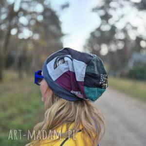 czapka boho rozmiar uniwersalny na podszewce,uwaga poezja bez łabędzicy