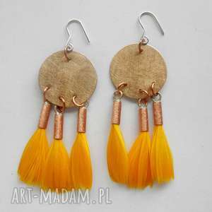 Piórko - kolczyki handmade z naturalnie barwionymi piórami