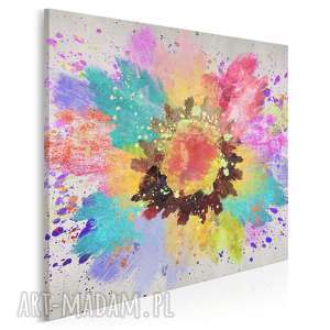 obraz na płótnie - abstrakcja artystyczny kolory w kwadracie 80x80 cm