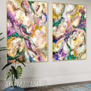 zestaw obrazów ręcznie malowanych 100x70 cm kolorowa abatrakcja, obraz