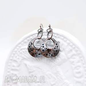 Duże miedziane kolczyki koła łezki - handmade