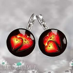 romantyczne kolczyki z czerwonymi sercami serduszka walentynki