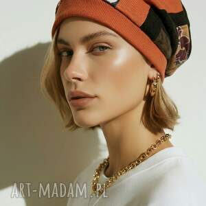 Czapka damska Smerfetka patchworkowa, na podszewce dobra na codzienne
