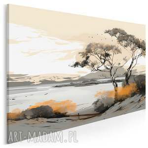 obraz na płótnie - krajobraz afrykański pejzaż sawanna - 120x80 cm