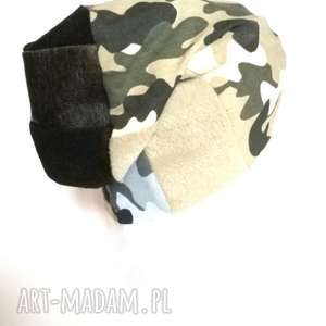 ruda klara czapka damska męska unisex wojskowa patchwork dzianina etno