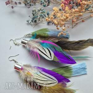 ruda klara kolczyki kolorowe energetyczne pióra duże lekkie wykonane