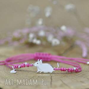 koszatniczka - bransoletka, srebro 925 zwierzaki domowe, zwierzątko, gryzoń
