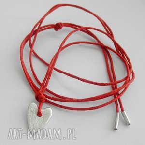 Srebrne serduszko - wisiorek z matowego srebra 0,925 i sznurkiem (ok. 60 cm) - handmade
