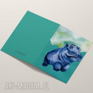 kartka okolicznościowa, na urodziny z hipopotamem - Bednarczyk Ilu dom