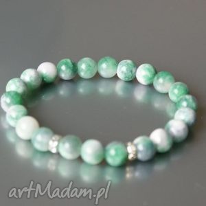 bransoletka marmur z cyrkoniami, gumka kryształki, prezent