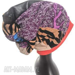 czapka patchworkowa dobra na codzienne noszenie długa smerfetka rozmiar uniwersalny