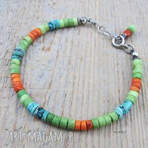 Bransoletka Howlit z Turkusem - pozytywna, srebro 925 handmade