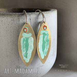 kolczyki celadon fish red eye accent z mosiądzu, ręcznie malowane