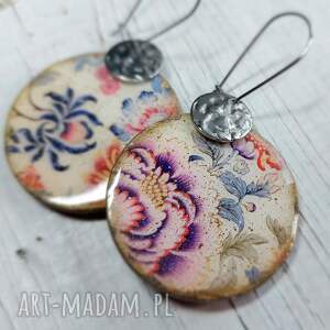 paula czeka na wene kolczyki decoupage, żywica, folklor folk, wiszące stal