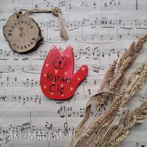 magnes miłosny kot no 2, malowany kot, prezent dla niej niego