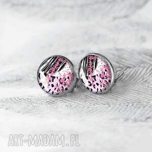 klasyczne klipsy w różnych rozmiarach - geo pink prezent dzień