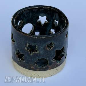 Zestaw deserowy - kubek z talerzykiem, ceramika, tealight, rękodzieło