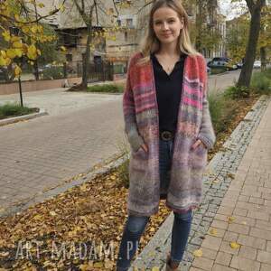 kardigan multikolor, sweter, swetry na drutach, zapinany wełniany