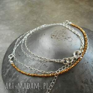 złoto, delikatny naszyjnik, srebro