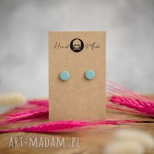 kolczyki dots mini - szaroniebieskie prezent, kółeczka z modeliny