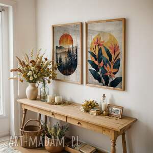 zestaw plakatów 2cz 40x50 cm pejzaż i kwiaty set225, plakaty