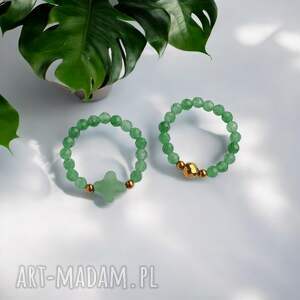 zestaw pierścionków marokańska koniczynka, awenturyn zielony pierścionek