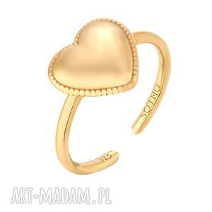 złoty pierścionek z sercem, serduszkiem, ozdobny, regulowany
