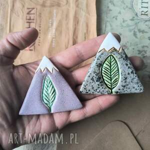 Przypinki z motywem górskim, ceramika, broszka, góry