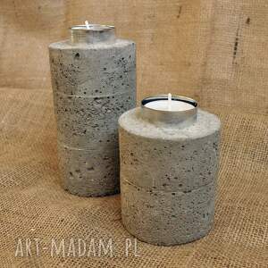 komplet świeczników z betonu /1/, betonowe, loft, surowe, minimalizm