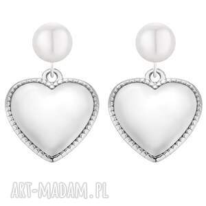 sotho srebrne kolczyki perły z sercami, serduszkami gavbari, perłami