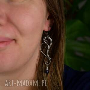 Długie kolczyki z ametystem - eleganckie wire wrapping