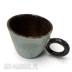 Ręcznie robiona filiżanka ceramiczna 240 ml - błękit i brąz