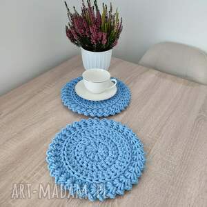 Podkładka szydełkowa okrągła ze sznurka 26cm, pod kubki