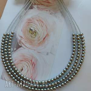 naszyjnik perły szklane szare kolia nasz24 147, kolorowa biżuteria unikat